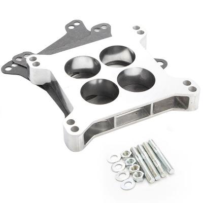 4 Hole Silver Carburetor Spacer with 1 inch Ported Center